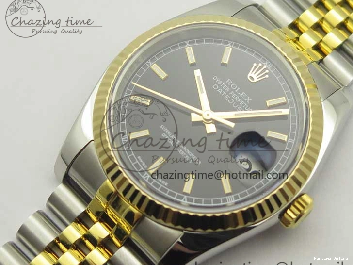 0413 DateJust 36 SS YG 126233 ARF 1:1 Best Edition Black Dial Stick Markers on SS YG Jubilee Bracelet SH ModernLook 3432